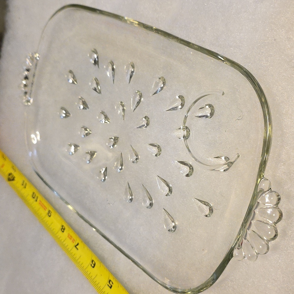Antique Teardrop Glass Tray For Dining Or Vanity - Picture 3 of 11